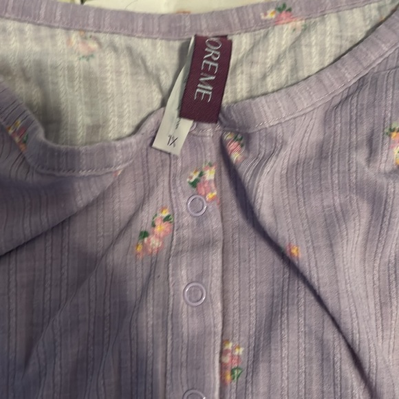 Adore me Floral Lace-Trimmed Purple Pajama set. Size Xl. - Picture 2 of 3